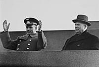 Yuri Gagarin, Nikita Khrushchev in the Red Square.