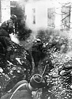 Russian troops liberating a village near Ordhoniki