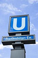 Germany, Berlin, Mitte, blue U-Bahn undergound sig