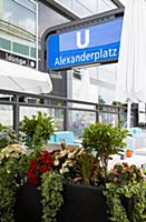Germany, Berlin, Mitte, cafe tables with seating a