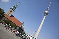 Germany, Berlin, Mitte, Fernsehturm TV Tower seen 