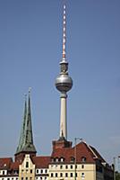 Germany, Berlin, Mitte, Fernsehturm seen from acro