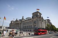 Germany, Berlin, Mitte, Reichstag building with gl