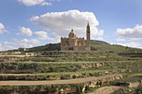 Malta, Gozo, Ta Pinu, Sanctuary church and terrace