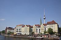 Germany, Berlin, Mitte, Fernsehturm seen from acro