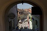 ROMANIA / Transylvania / Sibiu / View through pass