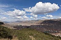 PERU / Cusco / View across roofs of Cusco from Saq