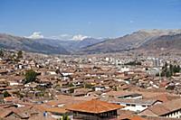 PERU / Cusco / View across roofs of Cusco from Pla