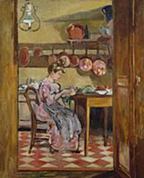 Madame Valtat in the Kitchen (oil on canvas) , art