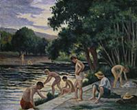 Bathers on the Banks of the Cure (oil on canvas) ,