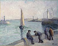 The Fishermen on the Dock, c.1920 (oil on paper la