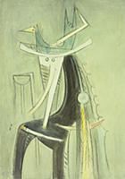 Abstract Figure, 1959 (oil on canvas) , artist: La