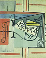 Abstract, 1937 (oil on panel) , artist: Lam, Wilfr