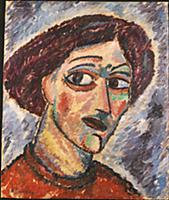 Geneigter Kopf, c.1913 (oil on board) , artist: Ja