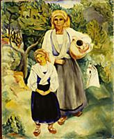 Italian Peasants, 1920 (oil on canvas) , artist: K