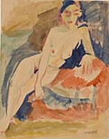 Seated nude, 1918 (w/c on paper) , artist: Pechste