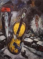 Violinist and Village (oil on canvas) , artist: Ch