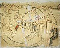 Village Lyosnos, c.1914 (gouache on paper) , artis