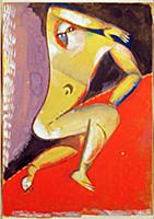 Nude, 1913 (gouache on paper) , artist: Chagall, M