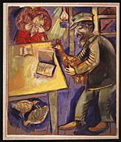 The Night before Yom Kippur, 1912 (gouache on pape