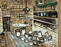 Grocery Shop in Vitebsk, 1911 (gouache on board) ,