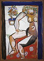 Sitting Nude, 1911 (gouache, ink & w/c on paper) ,