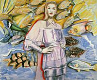 Fashion and the Fish, 1996 (oil on canvas mounted 