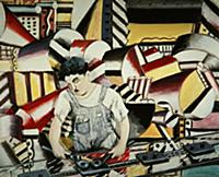 Modernist Times: Assembly Line, c.1989-90 (oil on 