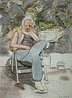 Seated Pencil Grey, 1989 (coloured pencil on paper