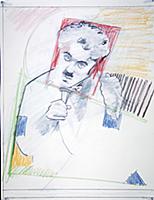 Early Chaplin, 1989 (pencil & coloured pencil on p