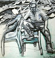 Figure, Chairs and Tree: Charcoal, 1989 (oil on ca