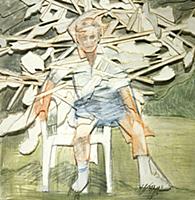 Seated: Figure and Tree, 1989 (pencil & coloured p