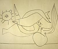 Fish (recto-verso), 1946 (pencil on paper) , artis