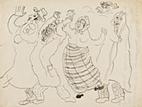 Purim Players (Indian ink on paper) , artist: Chag