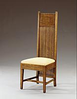 An oak spindle high-back side chair, c.1900 (wood)