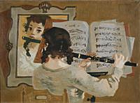 Young girl with a flute, 1954 (oil on canvas) , ar