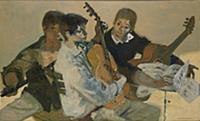 Guitarists and flautist, 1963 (oil on canvas) , ar