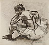 Dancer resting, 1957 (charcoal on paper) , artist: