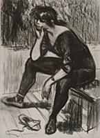 Seated dancer, 1958 (charcoal on paper) , artist: 