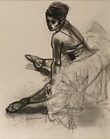 Seated dancer, c.1960 (charcoal on paper) , artist