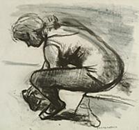 Seated dancer, c.1965 (charcoal on paper) , artist