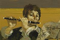 Young flautist, 1969 (oil on canvas) , artist: Fon