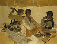 Guitarists, 1962 (oil on canvas) , artist: Fontana