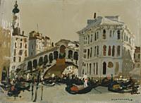 The Rialto, Venice 1969 (oil on canvas) , artist: 