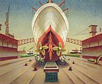 Ship in Dry Dock, 1941 (tempera) , artist: Wadswor