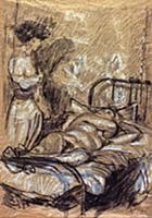 Conversation, c.1908-09 (charcoal, white chalk & i