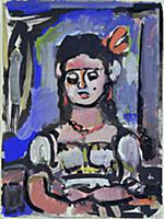 Girl with Red Ribbon, 1933 (gouache and ink on pap