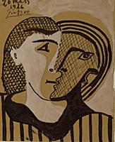 Head of a Woman, 1926 (gouache on paper) , artist: