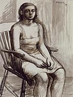 Girl, 1929 (conte crayon & wash on paper) , artist