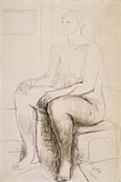 Study of a Seated Nude, 1935 (pencil, ink & wash o